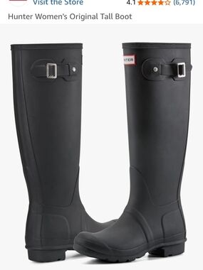 Hunter Black Women's Rain Tall Boot and socks